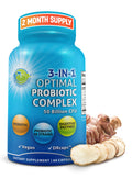 Probiotics with Digestive Enzymes and Prebiotic for Women and Men - 3-In-1 Vegan Probiotic Prebiotic Multi Enzyme Complex for Gut Health