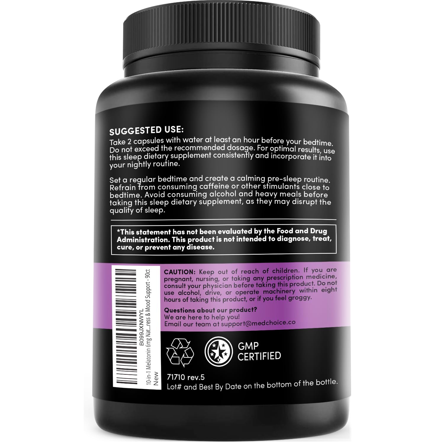 10-in-1 Melatonin Capsules - Melatonin 5mg Natural Sleep Aid for Adults MEDCHOICE Au supplements