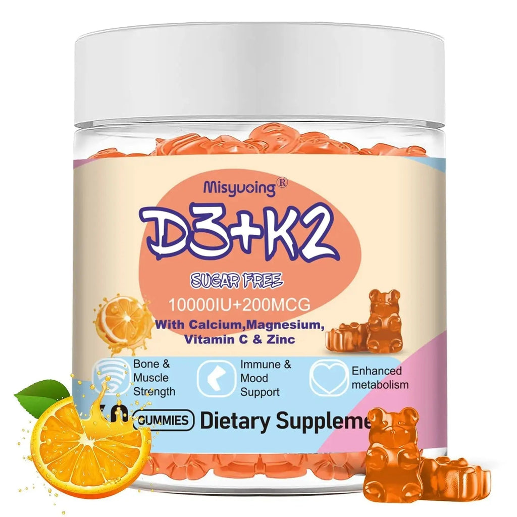 Misyvoing Vitamin D3 K2 Sugar-Free Gummies,Vitamin D3 10000 IU with K2 200mcg,VitaminC,Calcium,Magnesium,Zinc,Support for Bones Misyvoing Au supplements