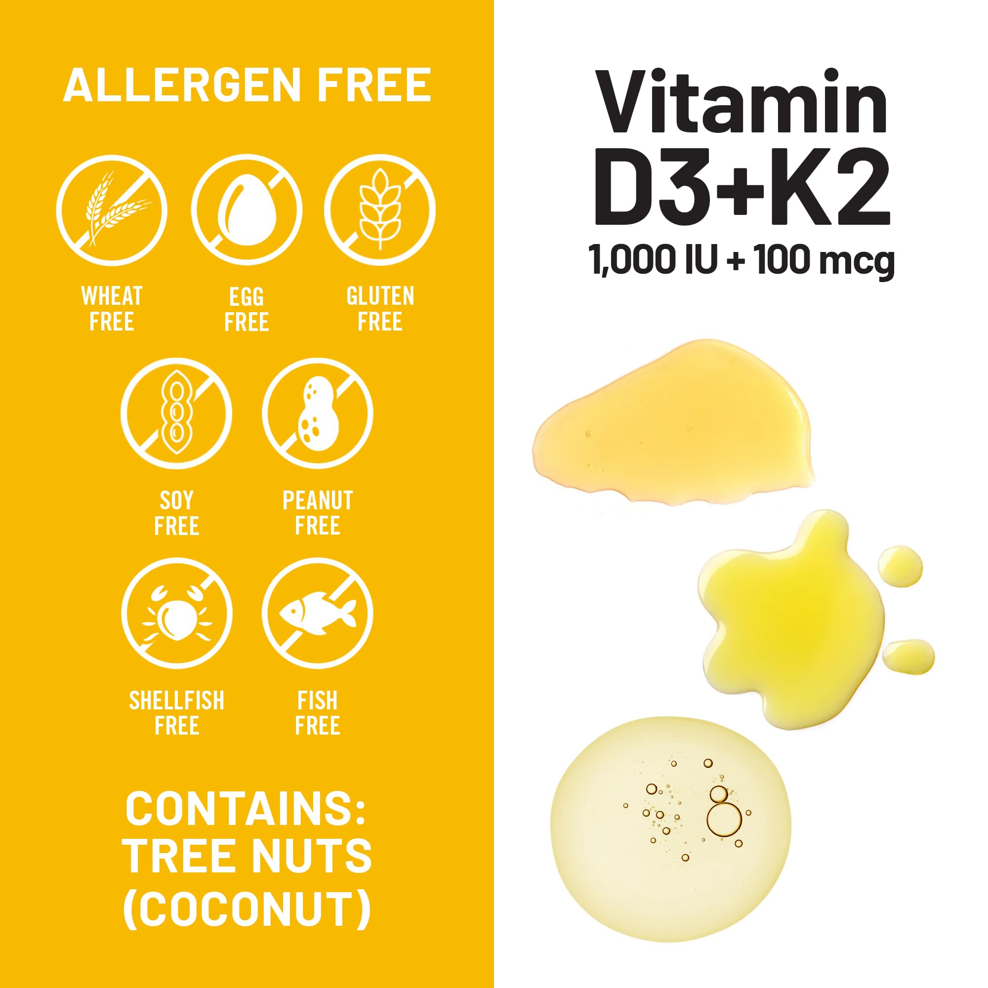 NatureWise Vitamin D3 1000IU + K2 (MK7) 100mcg with Organic Extra Virgin Coconut Oil - Supports Calcium Absorption, Bone & Immune Health - Non-GMO