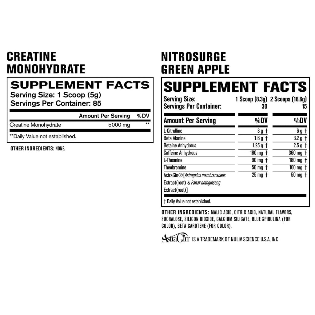 Nitrosurge Pre-Workout in Green Apple & Creatine Monohydrate for Men & Women Jacked Factory Au supplements
