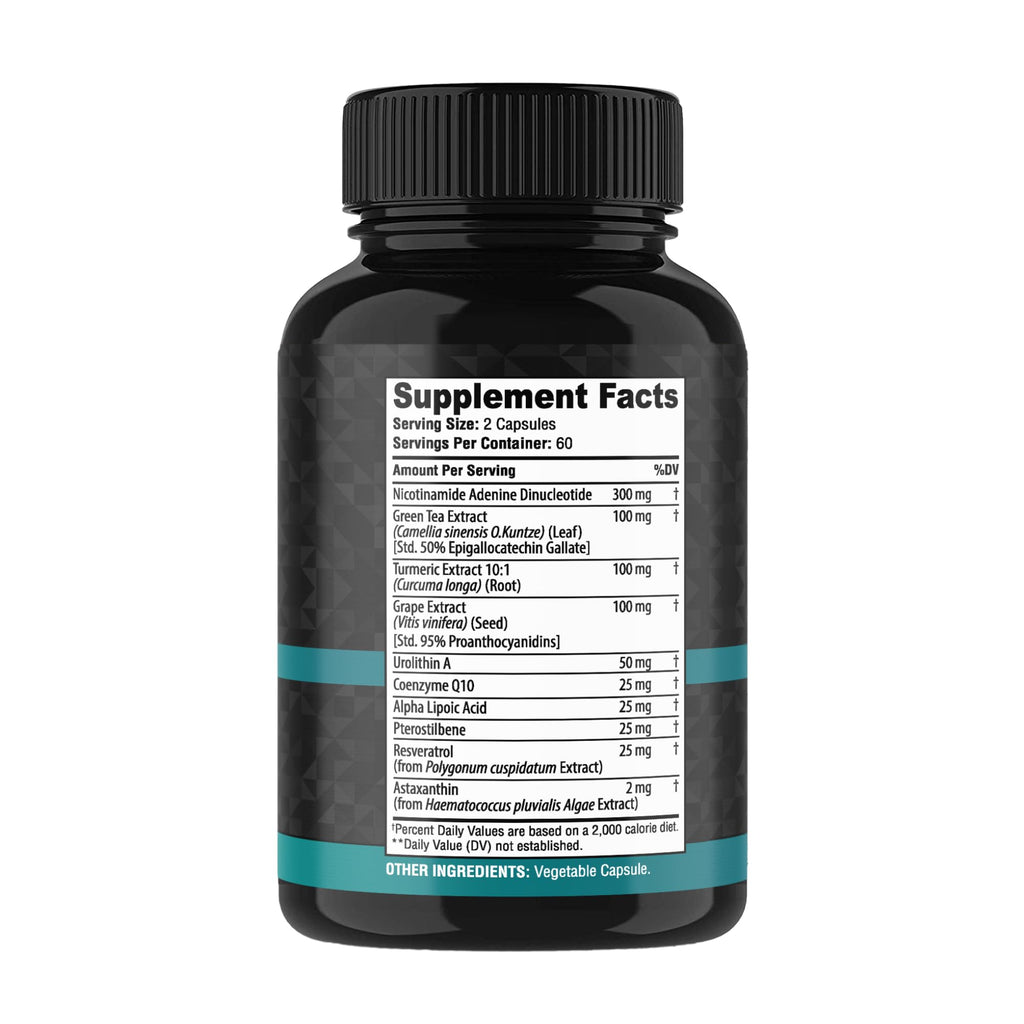 NAD+ Supplement Complex – NAD Supplement+ 300 mg with Astaxanthin, Urolithin A, Resveratrol, CoQ10 & Antioxidant Blend – Cellular Energy, Mitochondrial Support – 120 Count (Pack of 1) Vitabem Au supplements