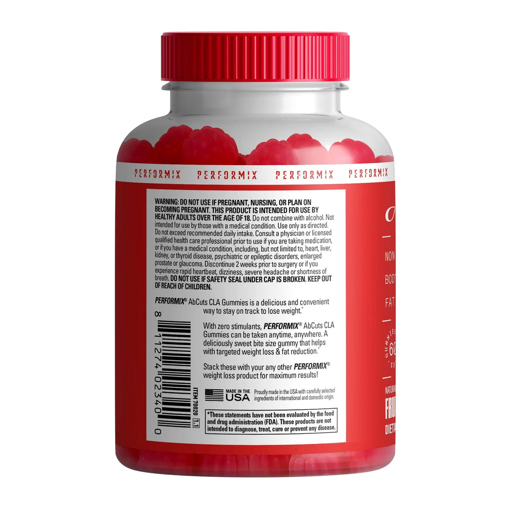 PERFORMIX AbCuts CLA Gummies - 60 Gummies, Fruit Punch - Non-Stimulant PERFORMIX Au supplements