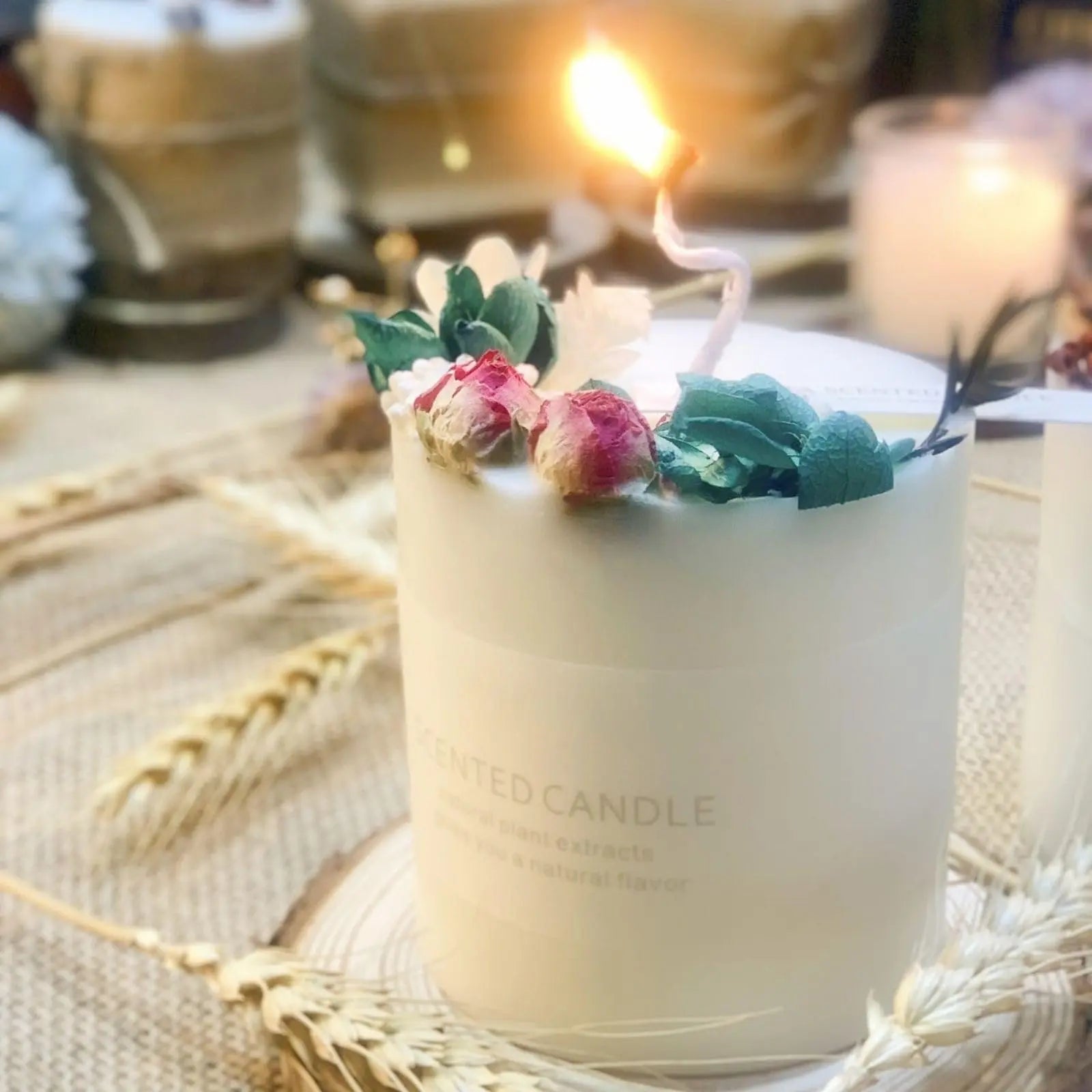 Natural Soy Scented Pillar Candles with Glass, Classic 10 oz Luxury Non Toxic White Bathroom Candle uniqicon Au supplements