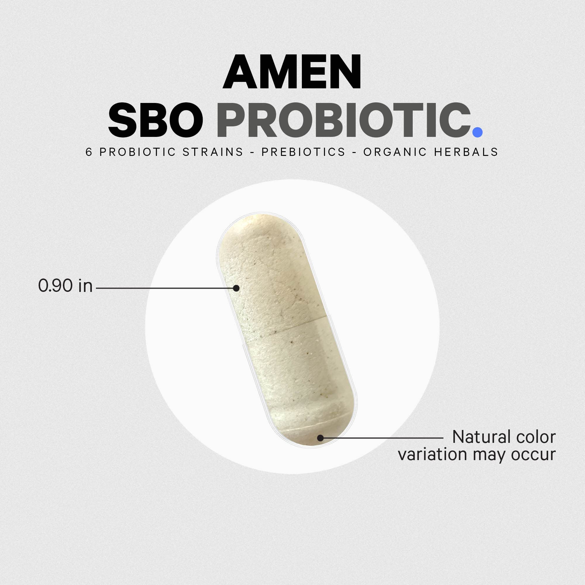 Amen Probiotics Supplement, SBO Probiotic and Organic Prebiotics, 50 Billion CFUs, Shelf Stable, No Refrigeration Required, Flora Daily Probiotic Formula for Women & Men