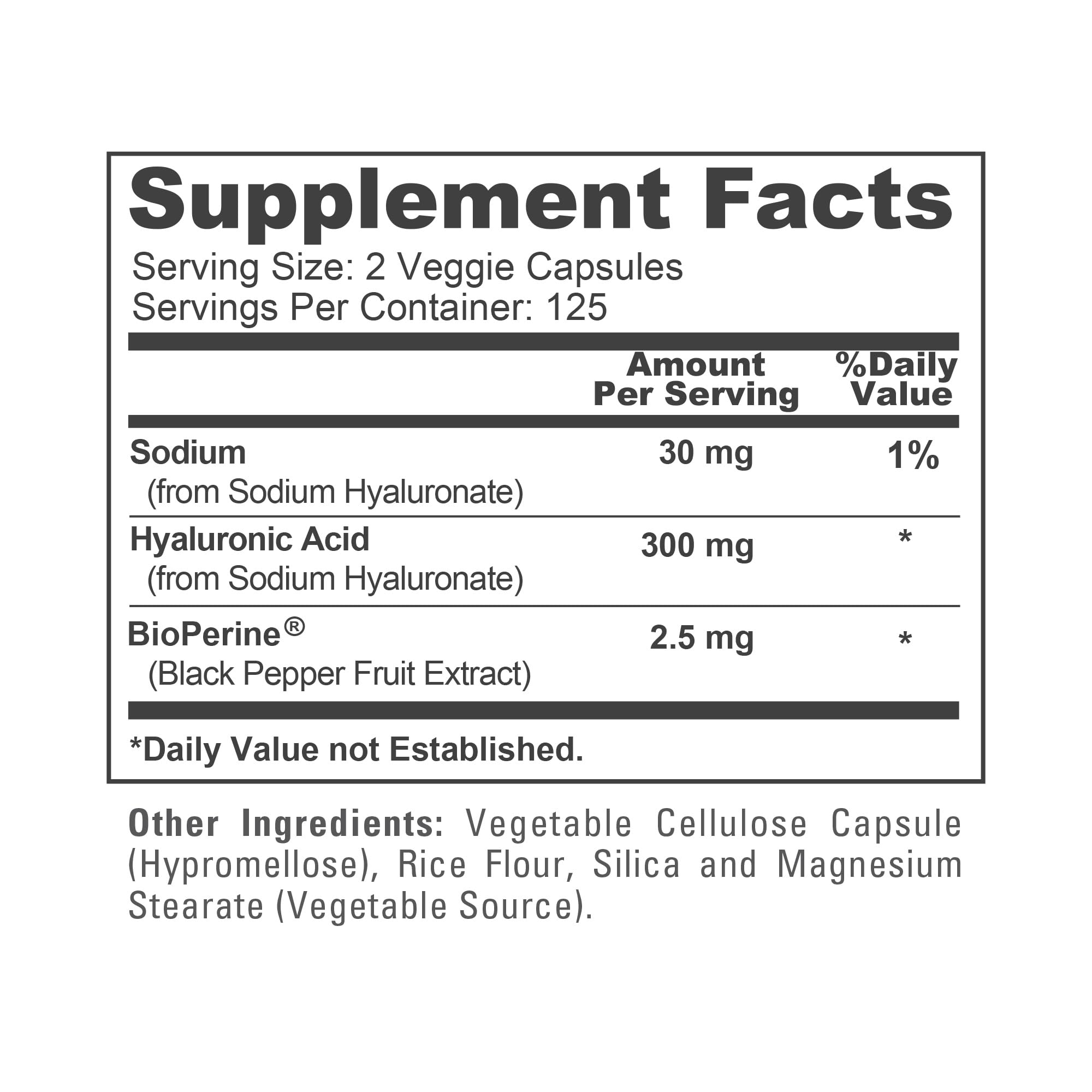 NusaPure Hyaluronic Acid 300mg 250 Veggie Capsules (Non-GMO, Vegan) NusaPure Au supplements