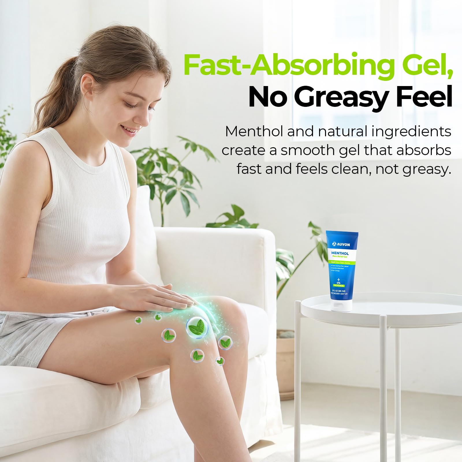 AUVON Menthol Pain Relief Gel for Chronic Joint & Back Pain, Arthritis Pain Reliever for Muscle Pain Relief, Fast-Acting Menthol Cooling Gel Soothes Knee, Hip, Shoulder, Neck Pain, 3 FL OZ Per Pack AUVON Au supplements