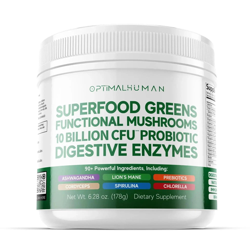 Optimal Human Superfood Greens Powder – 90+ Ingredient Blend with Lion’s Mane Supplement, Ashwagandha & Turmeric O H Au supplements