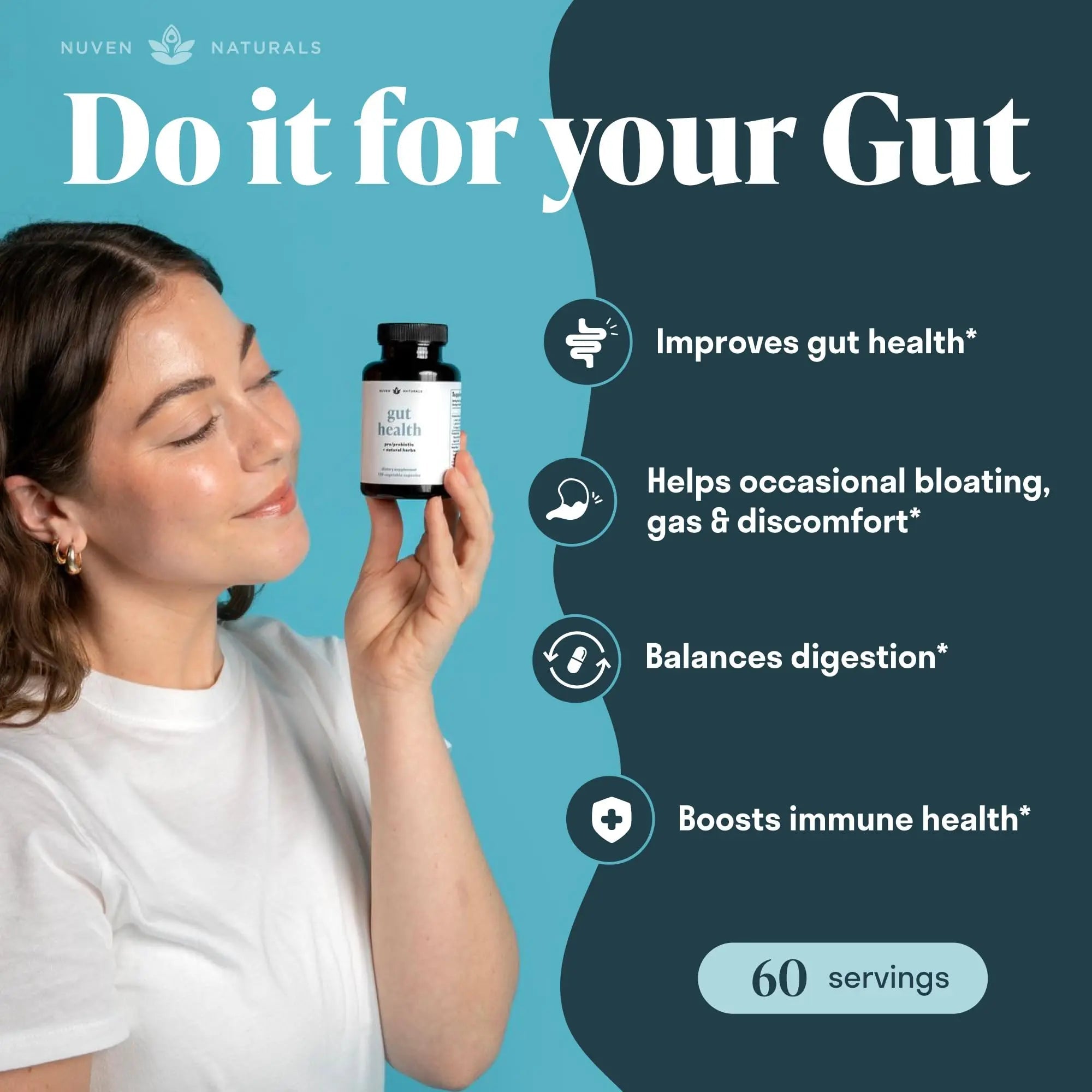 Nuven Naturals All-in-One Gut Health w/Probiotics, Prebiotics, Digestion-Supporting Herbs Nuven Naturals Au supplements
