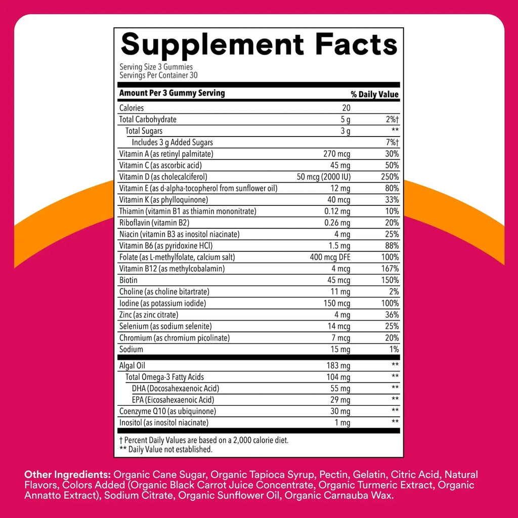 SmartyPants Women's Multivitamin Gummies - Improved Formula: Omega 3 (DHA/EPA), Methylfolate, CoQ10, Vitamin D3, C, Vitamin B12, B6, A, K & Zinc SmartyPants Au supplements