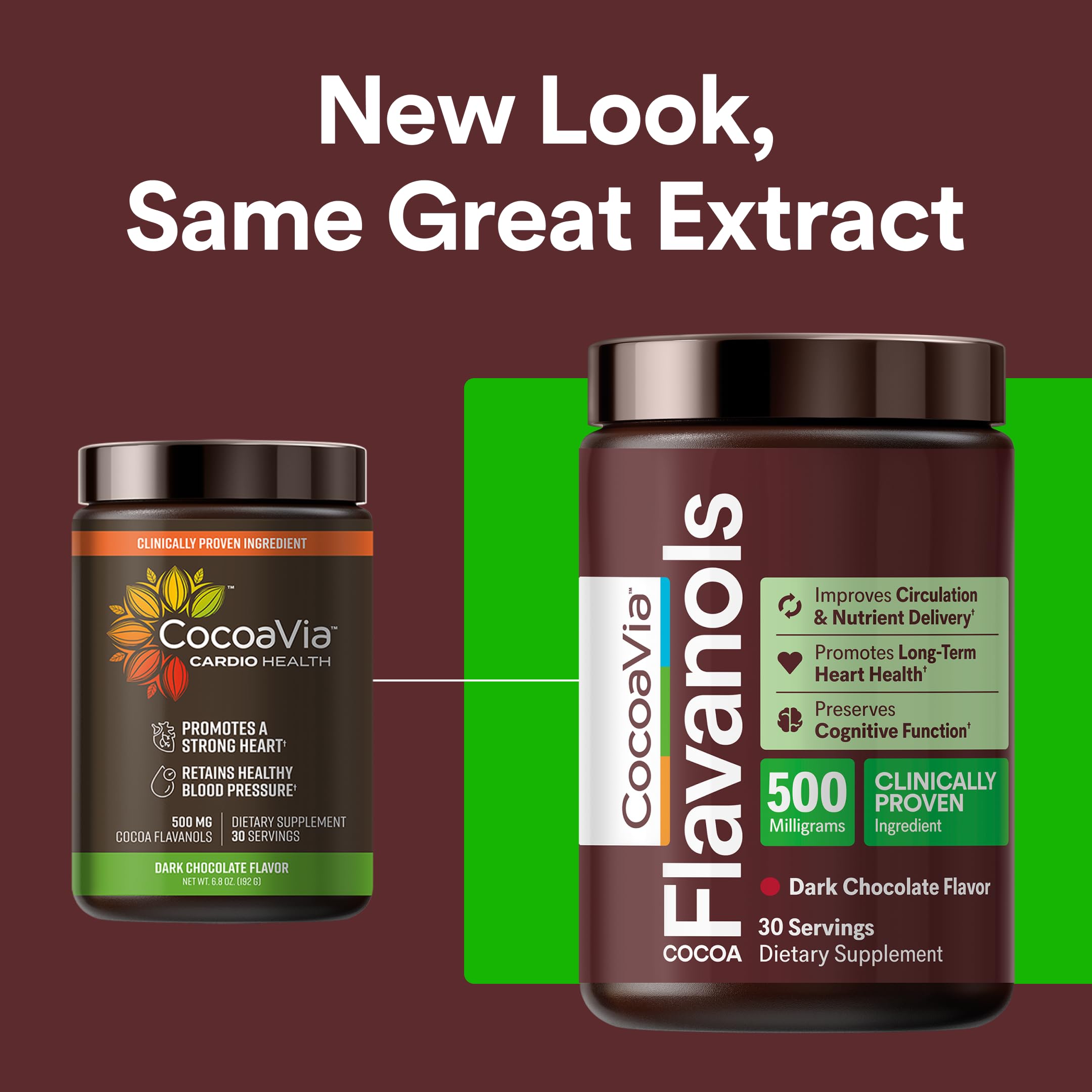 CocoaVia Cocoa Flavanols 500mg – Heart and Brain Support, High Flavanol Cocoa Extract, Boosts Nitric Oxide, Blood Circulation and Memory, Preworkout, Vegan