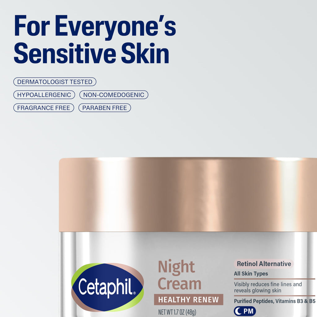 Cetaphil Healthy Renew Skin Tightening Night Cream 1.7 Oz, Wrinkle Repair Cream for Face with Peptides