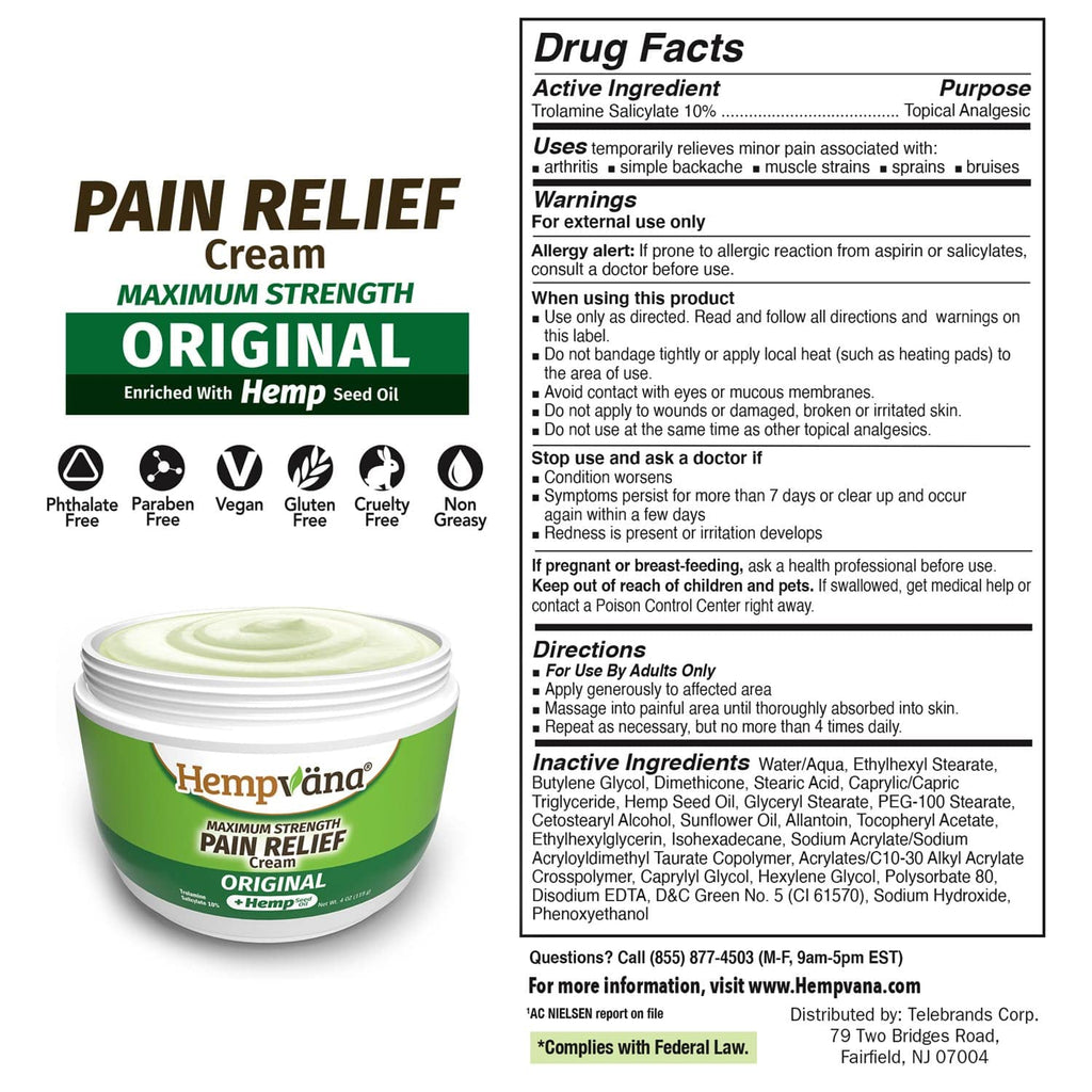 Hempvana Relief Cream 2 Pack with Seed Extract - Relieves Inflammation, Muscle, Joint, Back, Knee, Nerves and Arthritis – Made in USA 4oz Paraben Free, Vegan, Cruelty-Free As Seen On TV Hempvana Au supplements