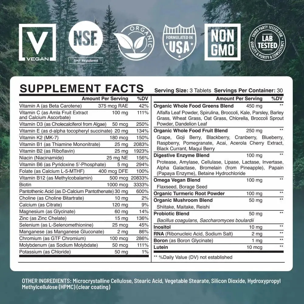 Abundant Earth Whole Food Multivitamin for Women, Daily Multi Vitamins Supplements for Men/Mens Multivitamins + B Complex, Probiotic Multi Enzyme Abundant Earth Au supplements