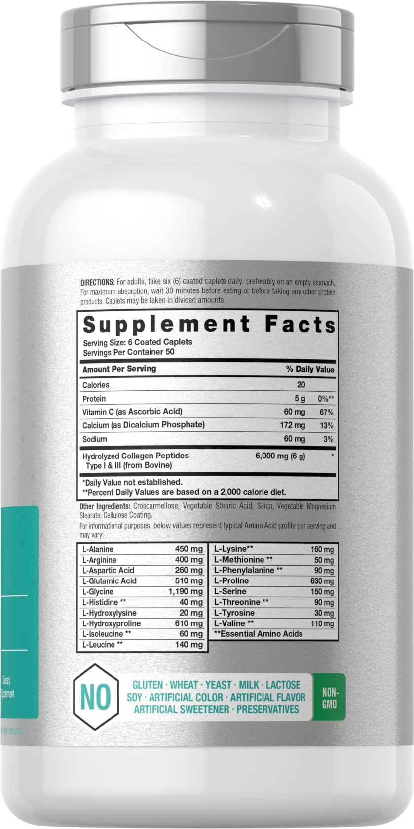 Horbäach Collagen Peptides 6000mg | 300 Caplet Pills | with Vitamin C | Hydrolyzed Collagen Supplement | Non-GMO, Gluten Free Horbäach Au supplements