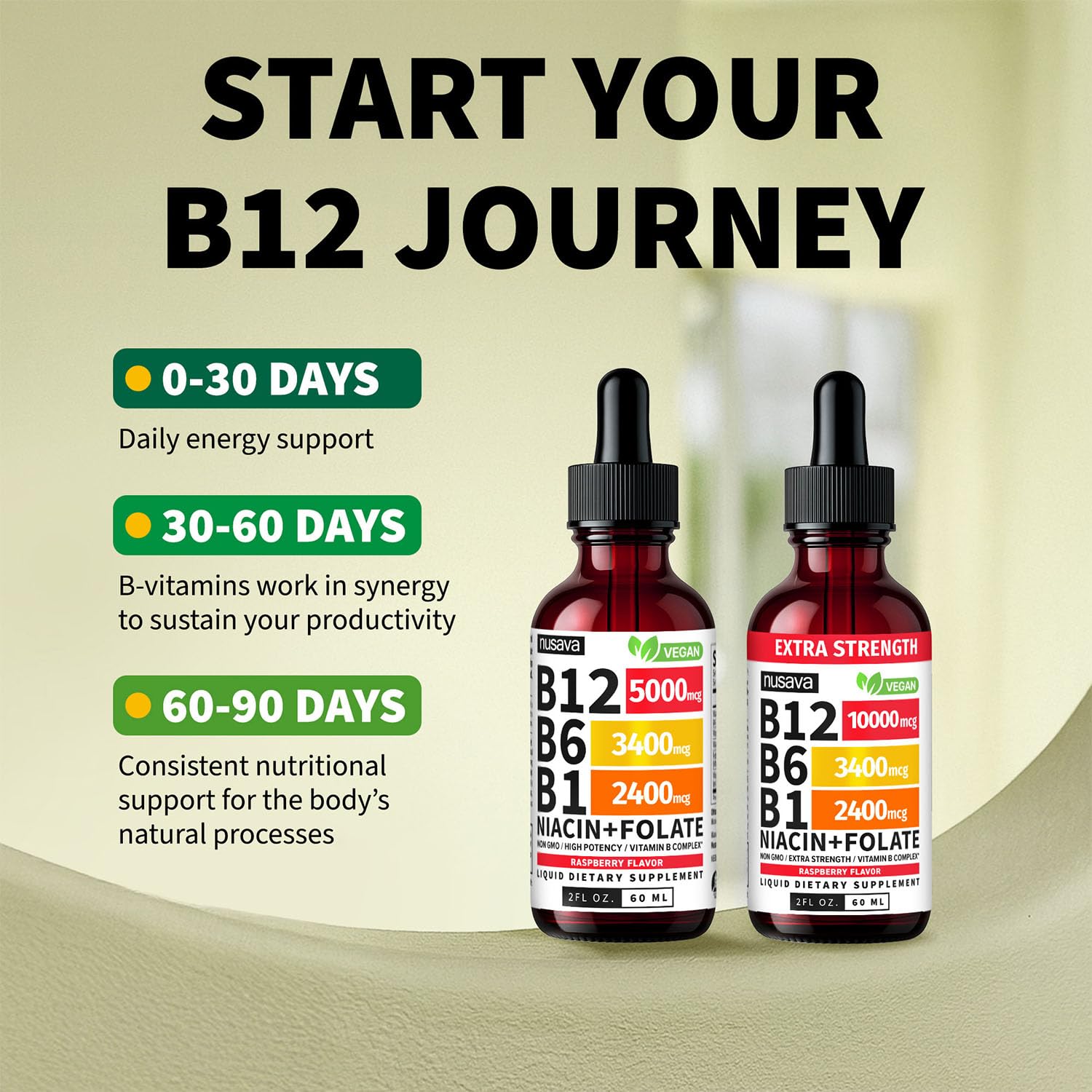 (2 Pack) Vitamin B12 and B6 Liquid Drops, B12 Sublingual Vitamin B Complex - B 12 Vitamin 5000mcg - B12 Methylcobalamin for Energy