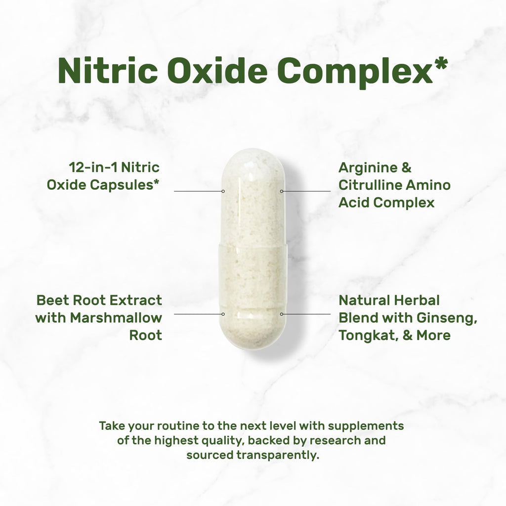 Nitric Oxide Supplement 3,000mg, 300 Capsules | 12-in-1 Complex for Men & Women – Arginine, Citrulline, Korean Red Ginseng,