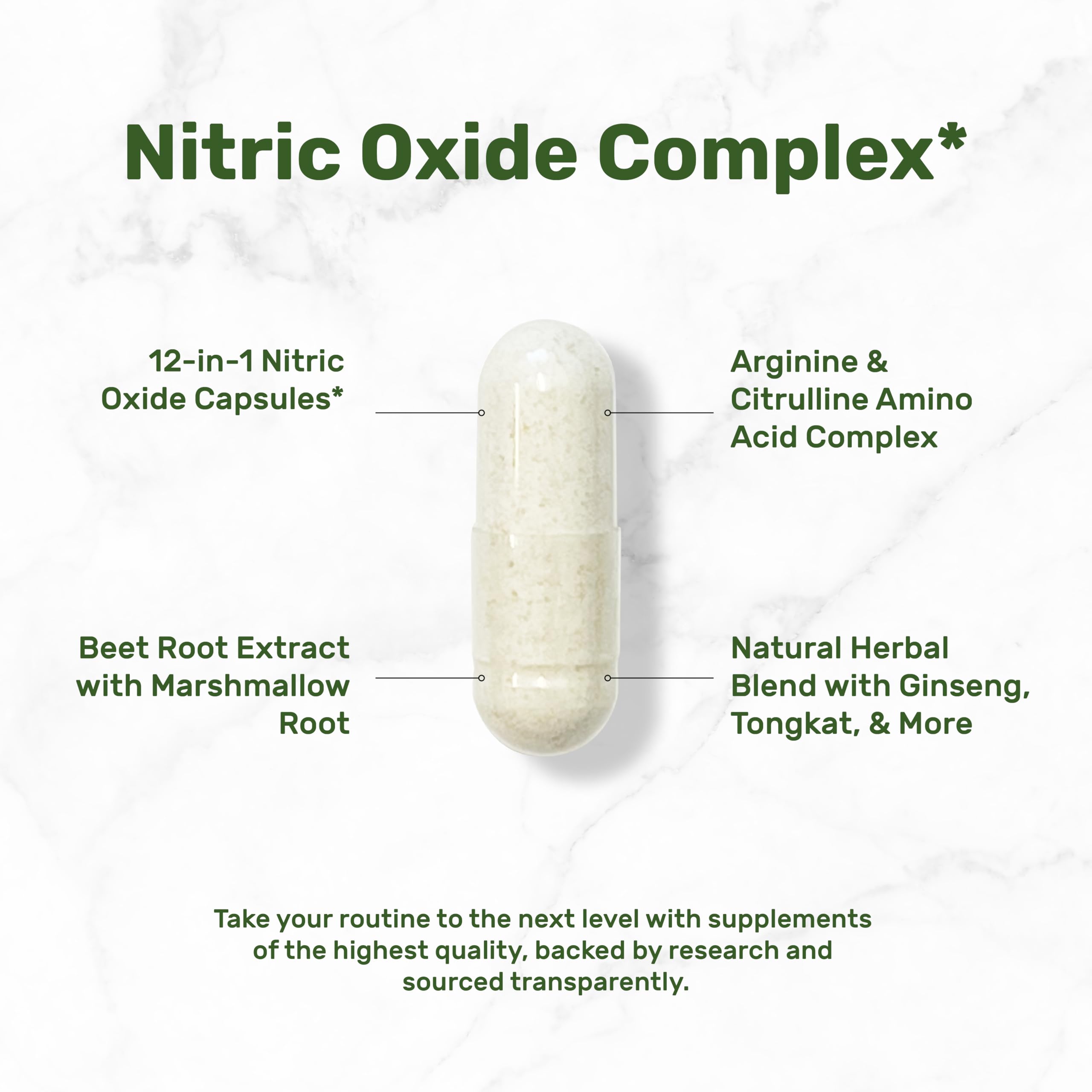 Nitric Oxide Supplement 3,000mg, 300 Capsules | 12-in-1 Complex for Men & Women – Arginine, Citrulline, Korean Red Ginseng,