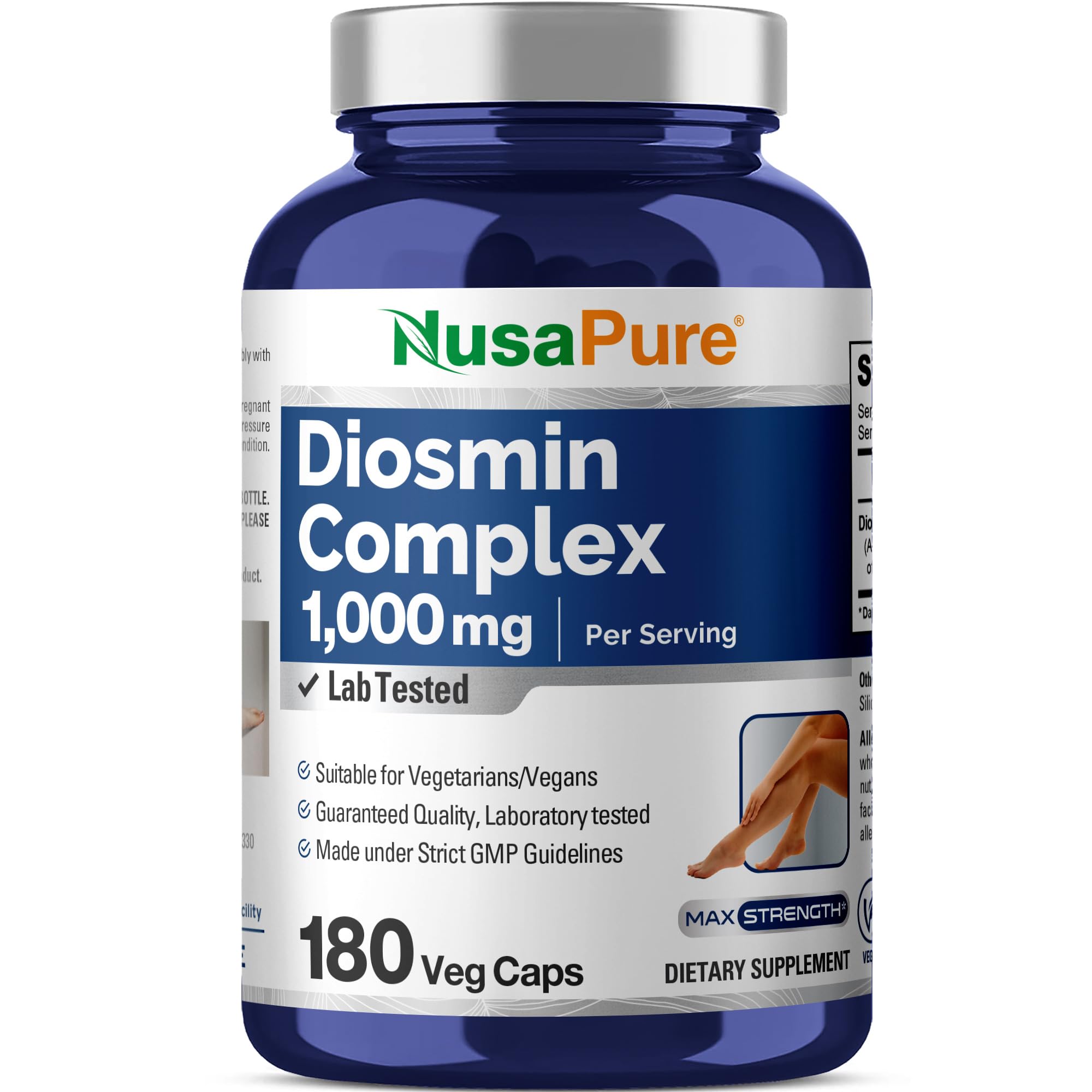 NusaPure Diosmin Complex 1,000mg per Serving 180 Veggie Caps (Non-GMO, Vegan) Citrus Aurantium NusaPure Au supplements