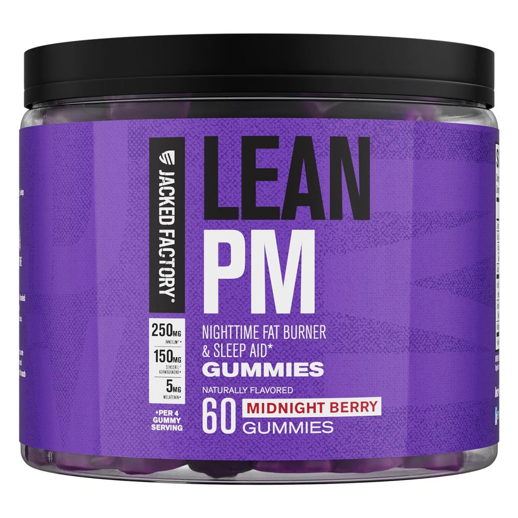 Jacked Factory Lean PM Weight Loss Gummies - Night Time Fat Burner & Appetite Suppressant Sleep Supplement with Melatonin & Ashwagandha