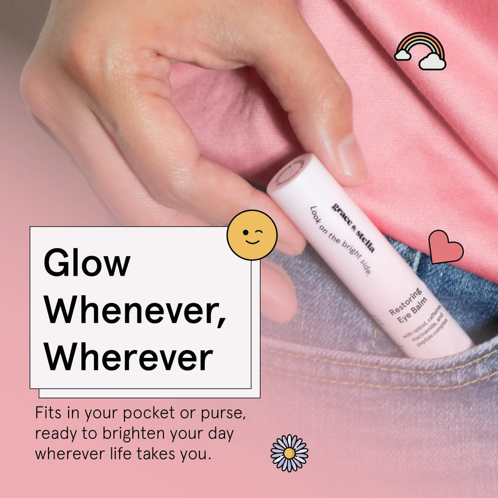 grace & stella Under Eye Brightener Balm Stick - Travel Size Toiletries - Retinol & Caffeine Eye Cream