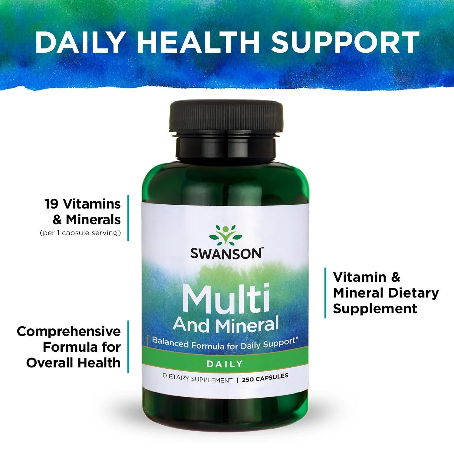 Swanson Multi and Mineral Daily Men's Women's Multivitamin Multimineral Health Supplement 250 Capsules (Caps) Swanson Au supplements