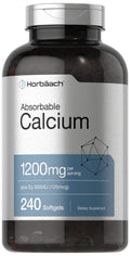 Horbäach Calcium 1200 mg with Vitamin D3 | 240 Softgels | 5000 IU Vitamin D3 | Absorbable Calcium Supplement for Women and Men