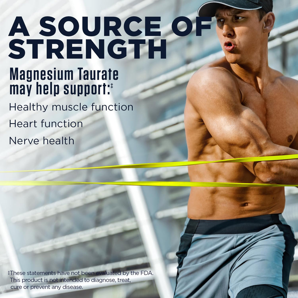 KAL Magnesium Taurate 400mg Plus Vitamin B6, Chelated Magnesium Supplement, High Absorption Magnesium Complex, Muscle and Heart Health Support, Vegan, Gluten Free,