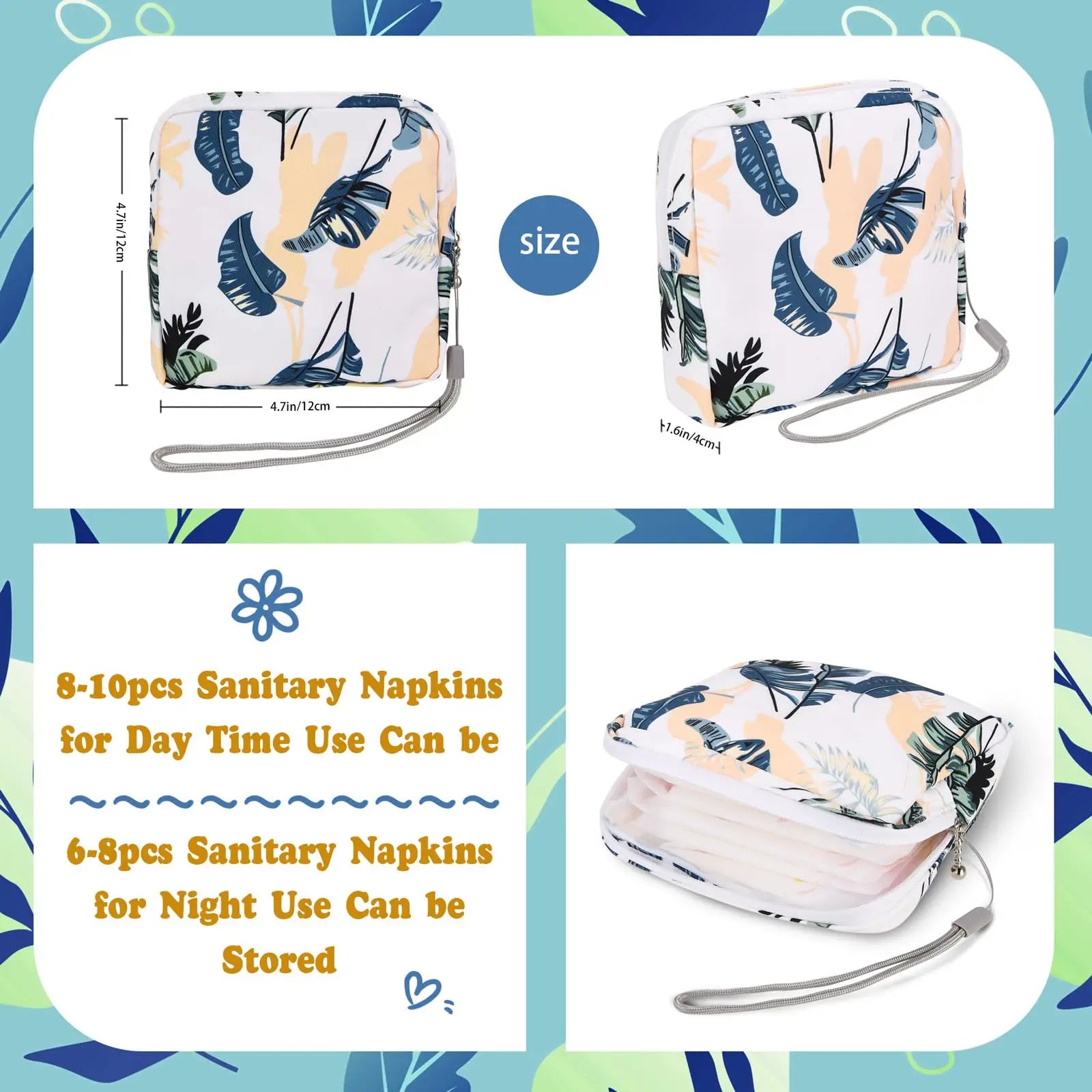 4Pcs Sanitary Napkin Storage Bag, Small Menstrual Period Bag Period Pouch Waterproof Abeillo Au supplements