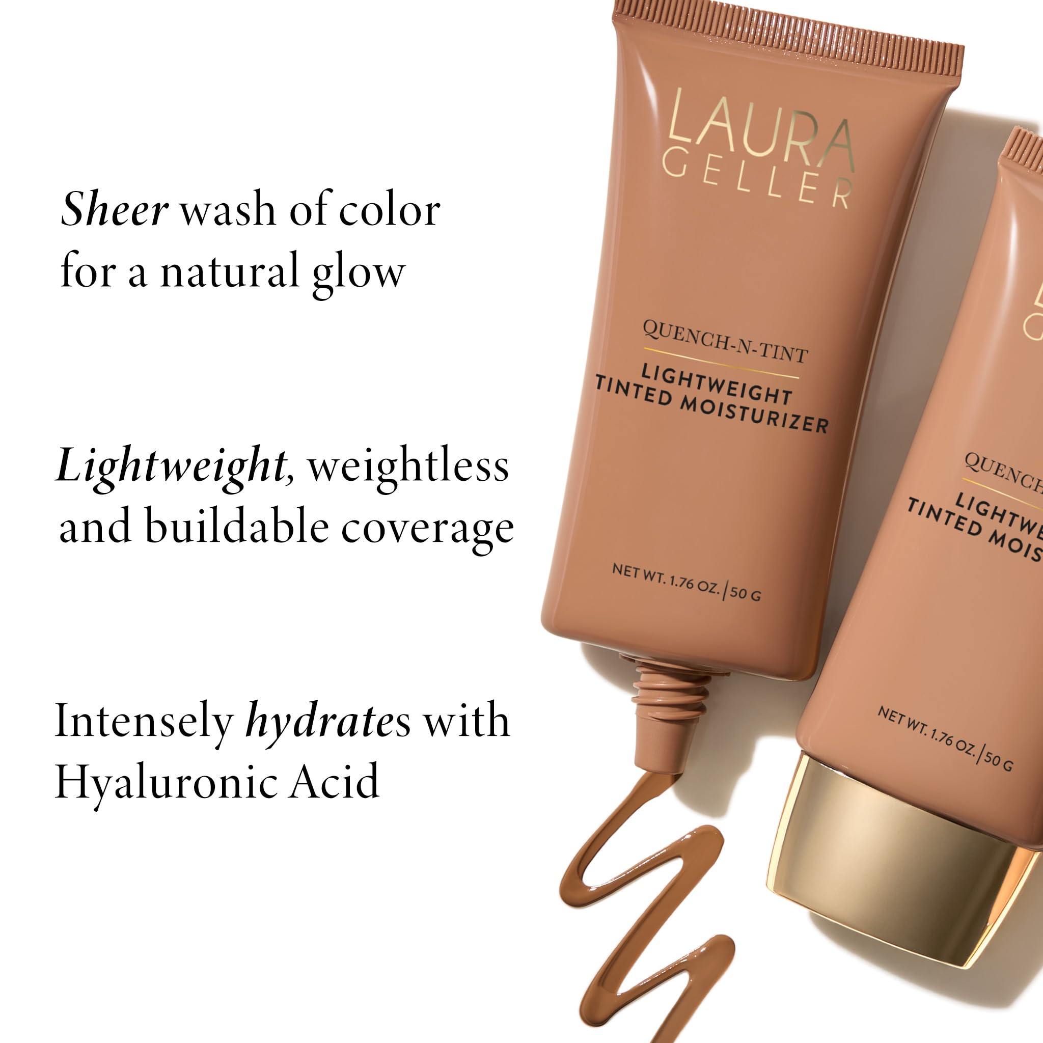LAURA GELLER NEW YORK Quench-n-Tint Tinted Moisturizer - Sheer to Light Buildable Coverage - Natural Glow Finish - Lightweight Formula