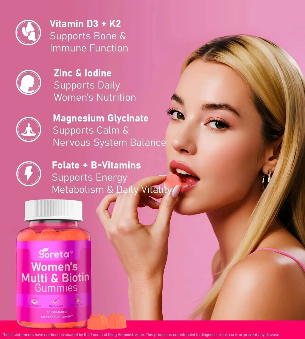 Goreta Women’s Multivitamin Gummies with Biotin 2,500 mcg – 15 Key Nutrients, Sugar-Free Mixed Berry, Pectin-Based, 60 Count Goreta Au supplements