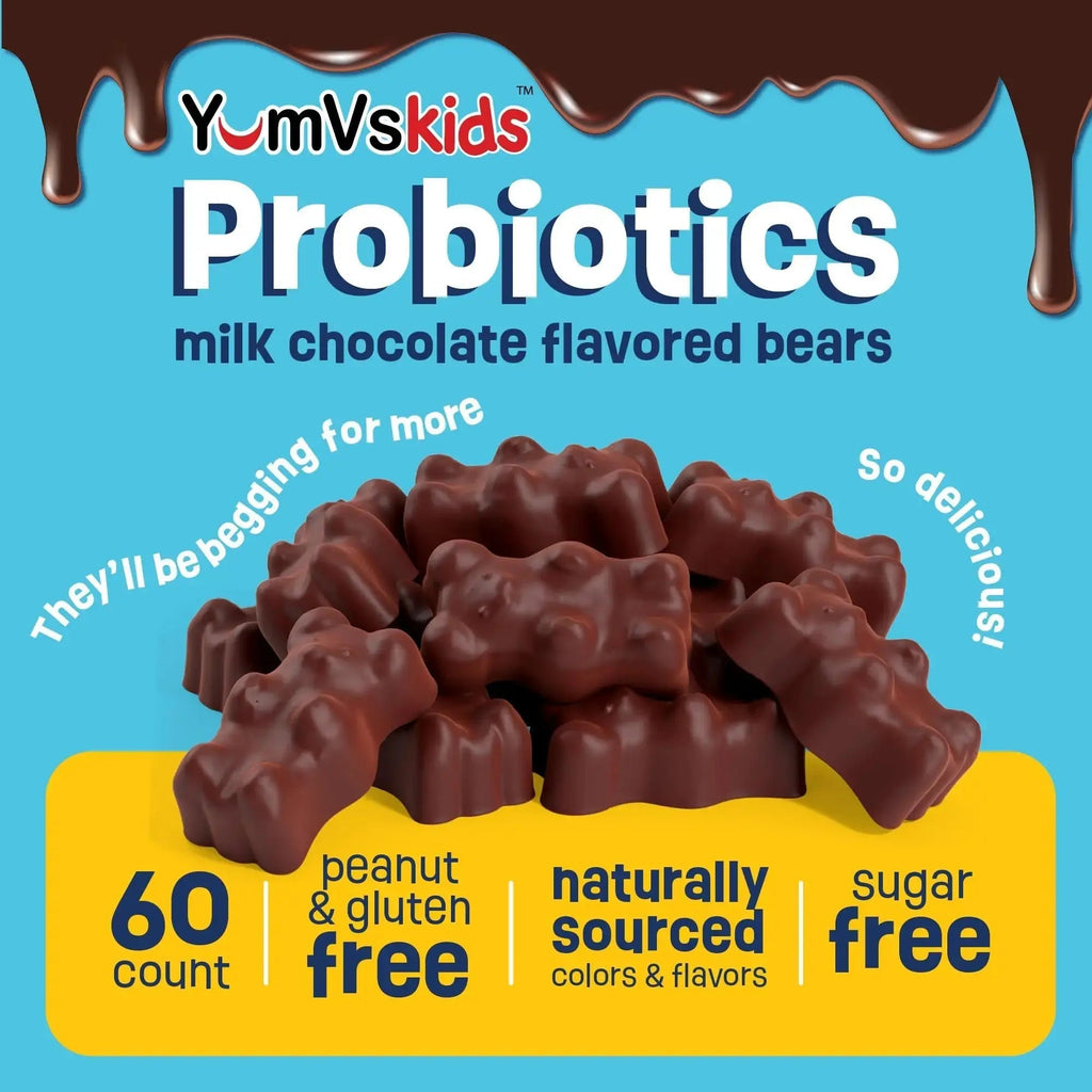 YUM-V'S Probiotics & Multivitamin Bundle for Kids – Probiotic with Prebiotic Fiber Chocolate Bears + Multivitamin & Multimineral with Iron Chewables – Digestive, Immune & Overall Health Support YUM-V'S Au supplements