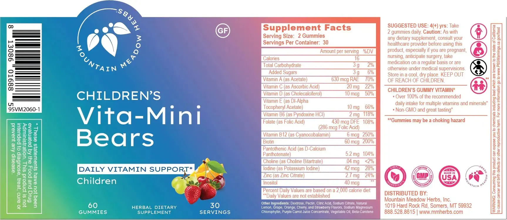 Mountain Meadow Herbs Vita-Mini Bears for Children | Multivitamin with Biotin, Folic & Pantothenic Acid, Iodin, Zinc | Mountain Meadow Herbs Au supplements