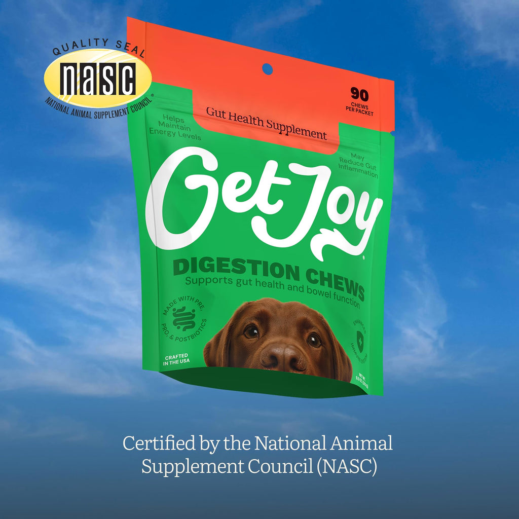 Get Joy Digestion Chews, Gut Health Supplement for Dogs, Vet Recommended Soft Daily Digestive Health & Immune Support with Prebiotics, Probiotics & Postbiotics, Made in USA, 90 Count Get Joy Au supplements