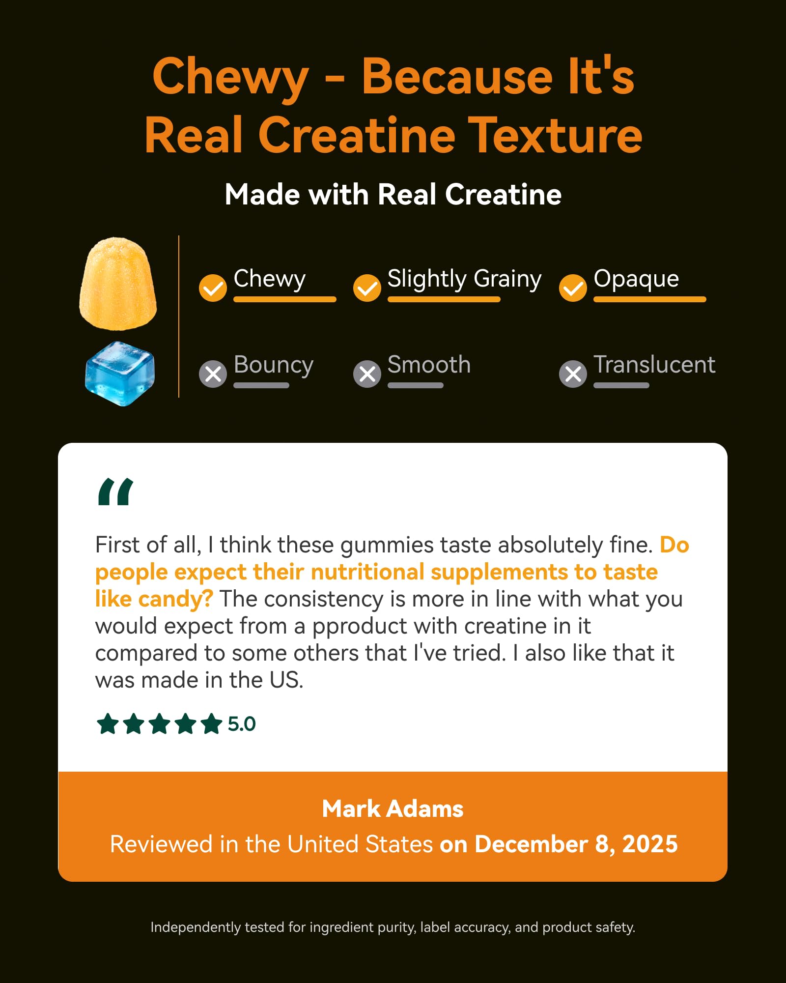 Inner Brightness Creatine Monohydrate Gummies for Men & Women 5000 mg, 3rd Party Tested, Creatine Chews for Muscle Growth, Strength & Energy Support, Sugar Free, Vegan, 120 Count, Mango Passionfruit Inner Brightness Au supplements