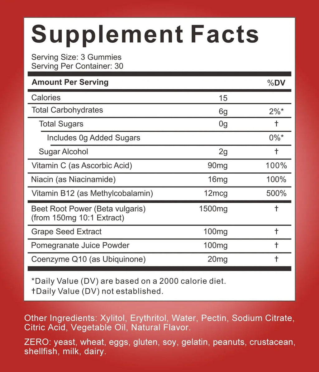 Wiszeen Beet Root Gummies - 60 Servings - Beets Gummies Beet Chews Nitric Oxide Wiszeen Au supplements