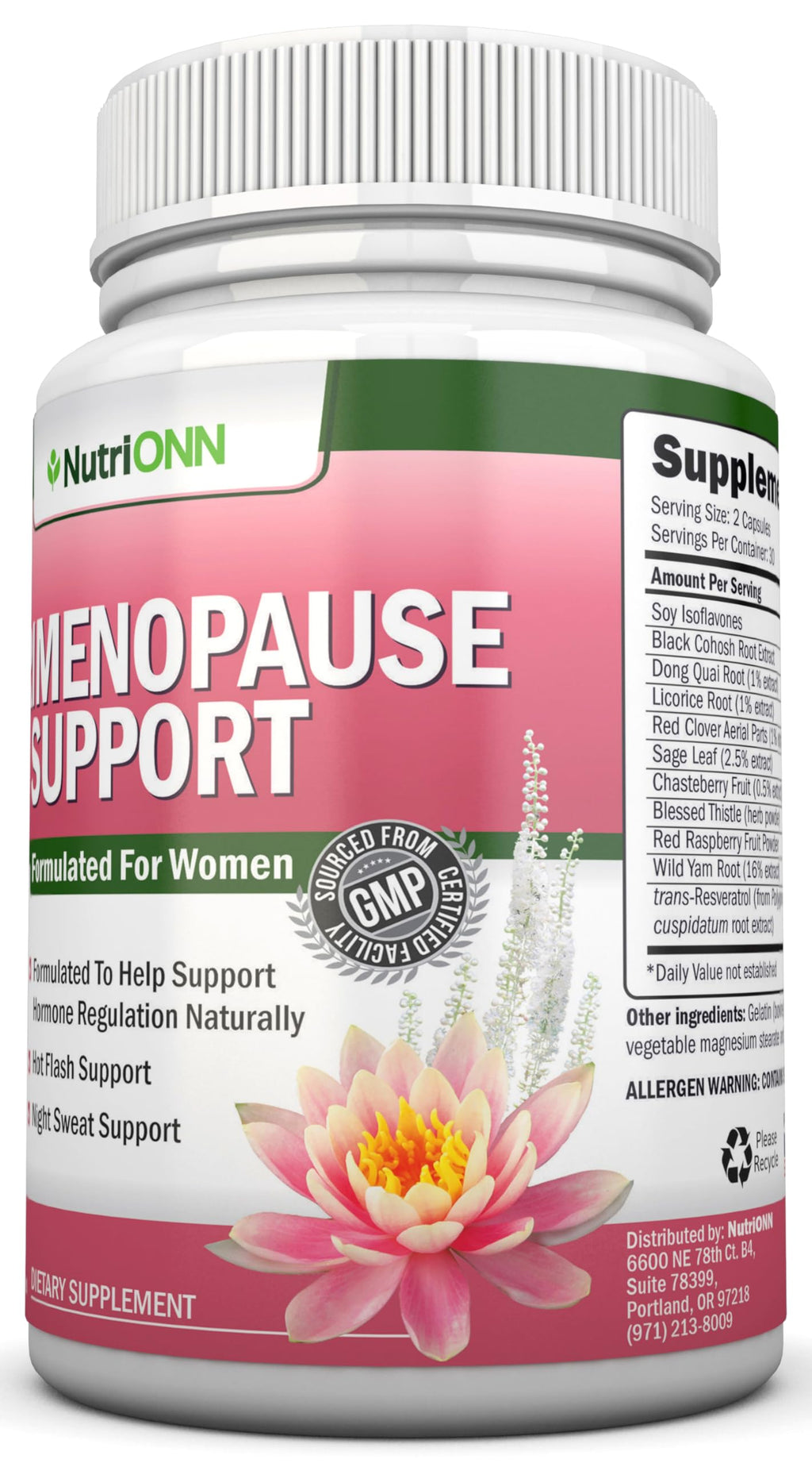 NutriONN Perimenopause Supplement for Women - Natural Support for Hot Flashes & Night Sweats - Improved Mood & Sleep - 11 Herbal Ingredients with Black Cohosh & Red Clover - Hormone Balance - Non-GMO NutriONN Au supplements