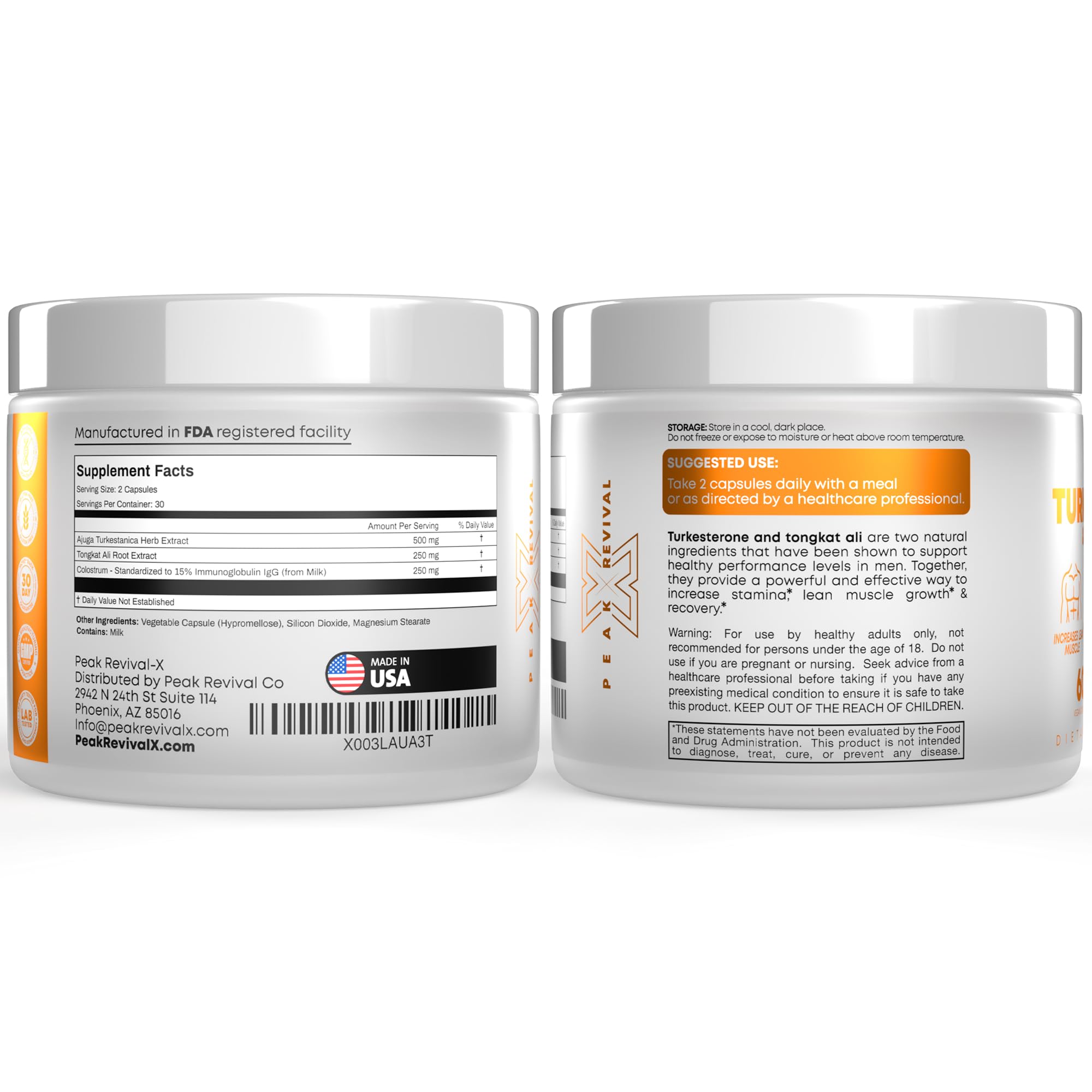 Peak Revival-X Turkesterone & Tongkat Ali 1000mg Supplement - 500mg Peak Revival-X Au supplements