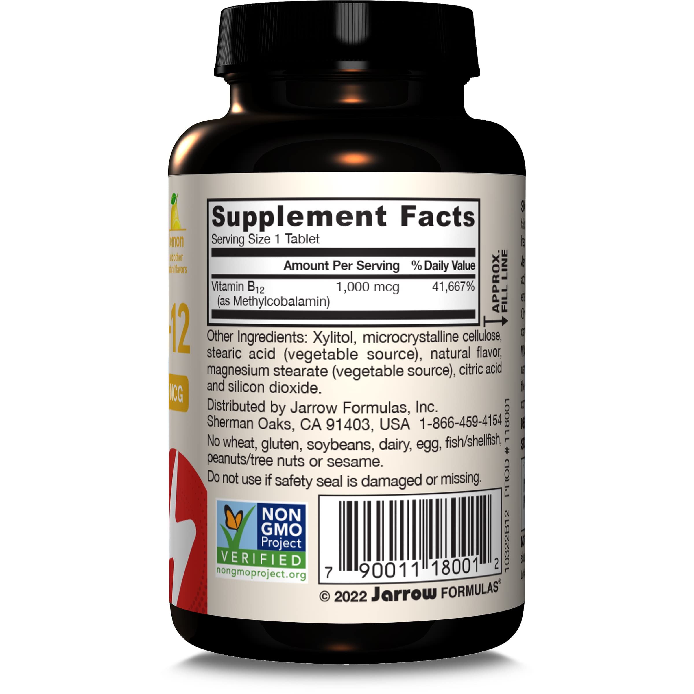 Jarrow Formulas Methyl Vitamin B-12 1000 mcg, 100 Chewable Tablets, Lemon Flavored- Bioactive B12 Vitamin - Supports Cellular Energy Production