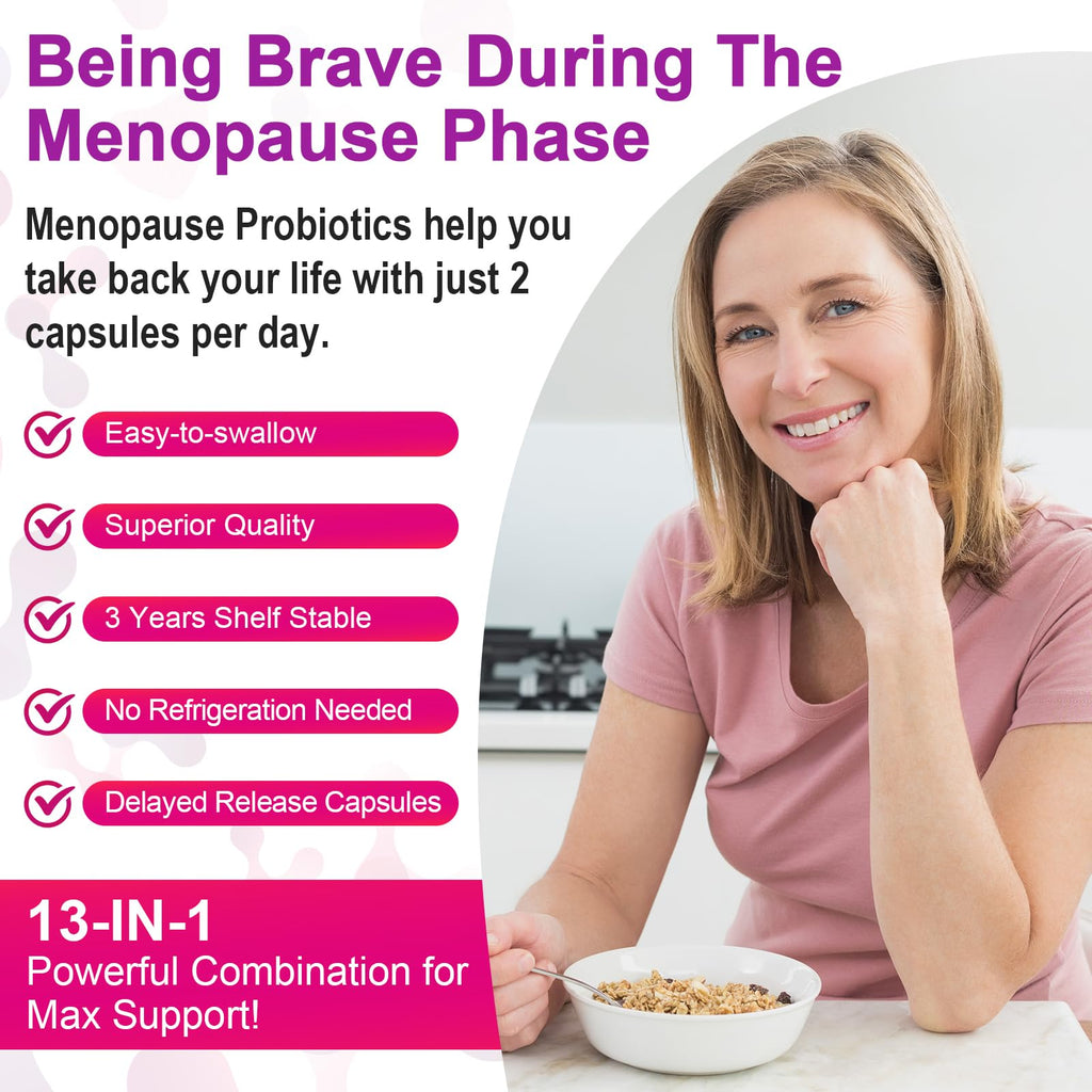 Menopause Supplements for Women, 120 Billion CFU Menopause Probiotics for Women, All-Natural Probiotic for Hot Flashes Menopause, Night Sweats, Mood Swings, Gut and Hormone - 60 Herbal Capsules Zwllood Au supplements