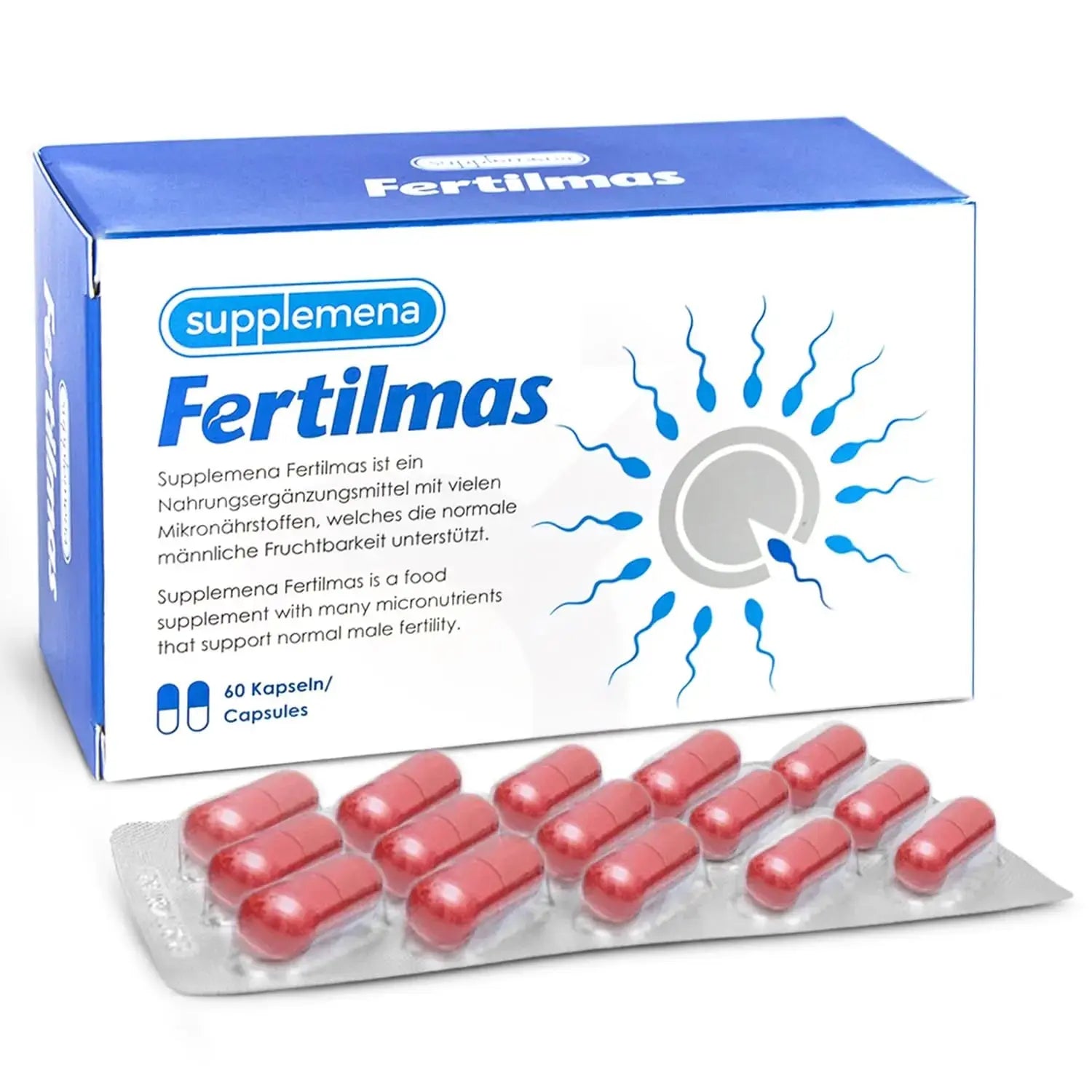 Fertilmas Natural Fertility Support for Men | L-Carnitine, Zinc, Vitamin D3, and Folic Acid | Couples TTC Supplement for Reproductive Health | Supplemena Au supplements