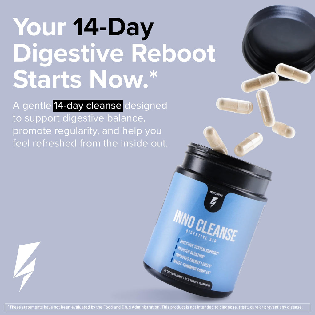 InnoSupps Inno Cleanse 14 Day Colon & Detox Flush, Waist Trimming Complex, Gut Cleanse, Digestive System Support, Stool Softener & Reduced Bloating