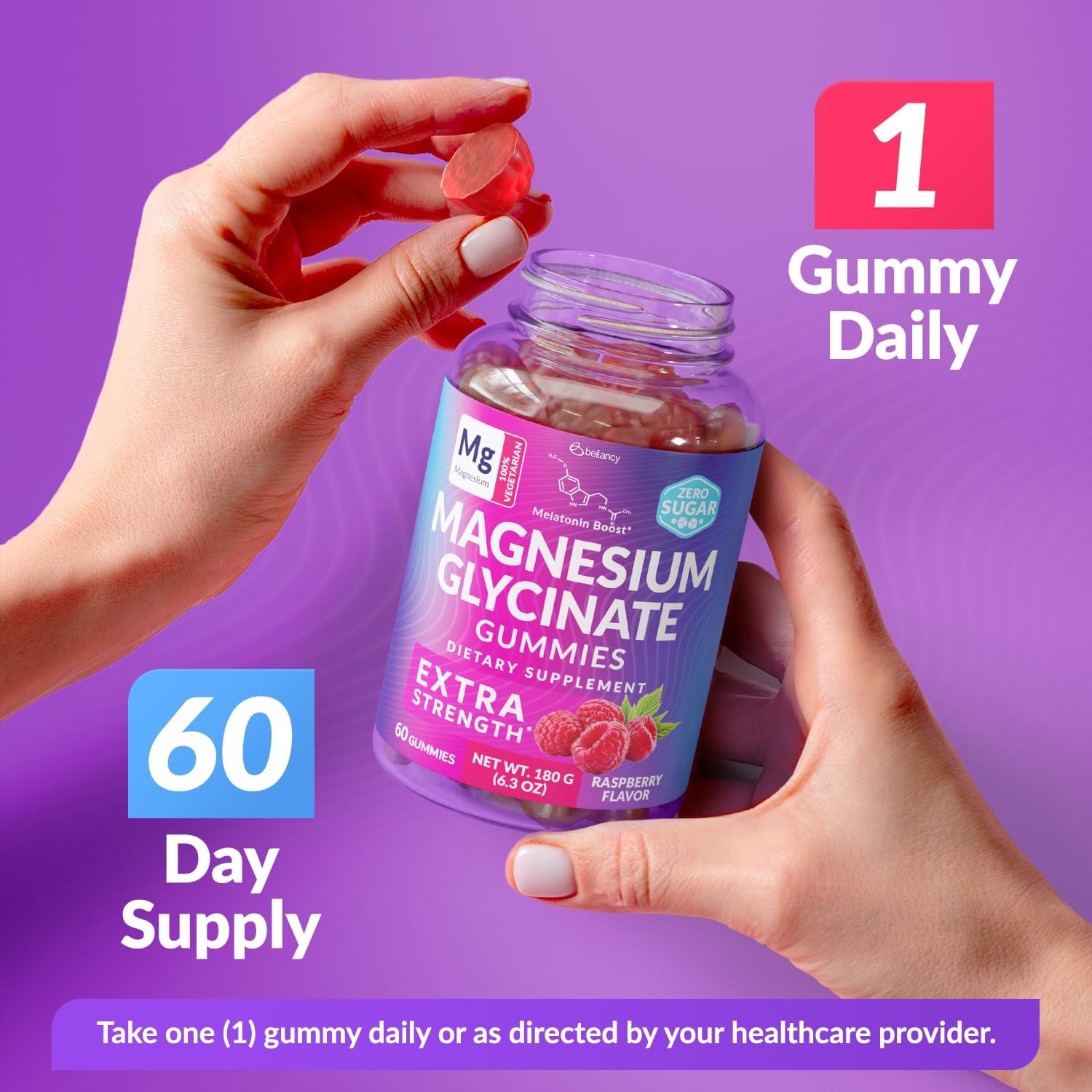 Magnesium Glycinate Gummies 400mg, Muscle Support and Relaxation, Magnesium Supplement for Women, Men and Kids, High Absorption, Sugar Free,