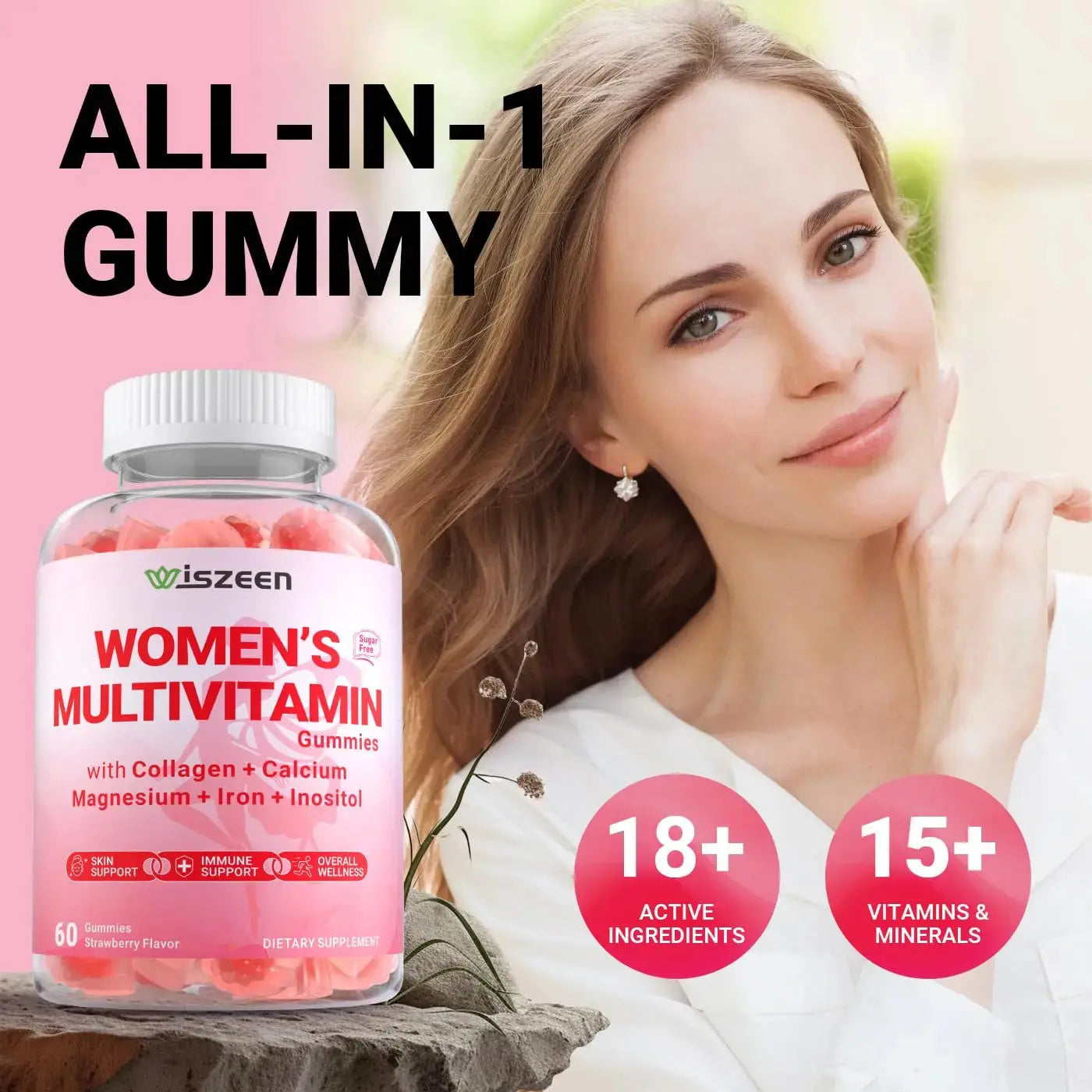 Wiszeen Sugar Free Methylated Multivitamin for Women Gummies, Biotin, Collagen, Calcium, Magnesium, Inositol, Folate, Iron, Vitamin A, C, D, E Wiszeen Au supplements