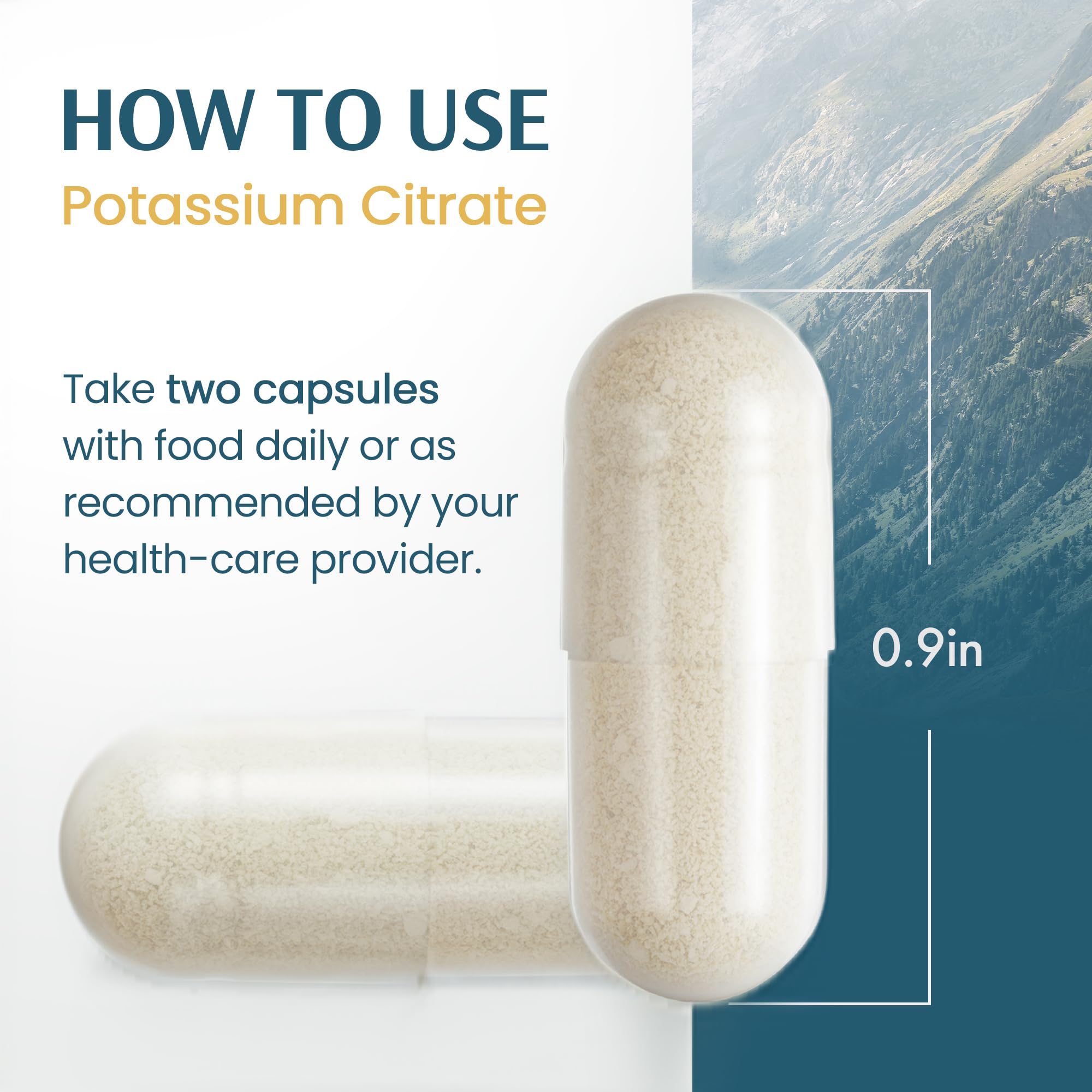 Vykee Nutrition Potassium Citrate Capsules - Supplements for Electrolyte Balance, Muscle & Heart Health - Vegan, Non-GMO,