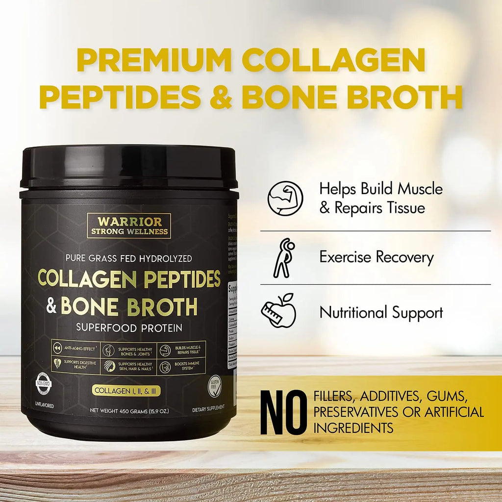 Warrior Strong Wellness Premium Collagen Peptides Bone Broth: Grass Fed Hydrolyzed Warrior Strong Wellness Au supplements