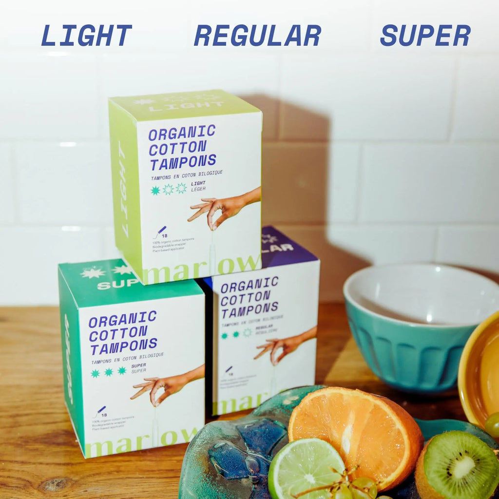 Award Winning 100% Organic Cotton Easy Glide Tampons with Compact Plant Based Applicator MARLOW Au supplements