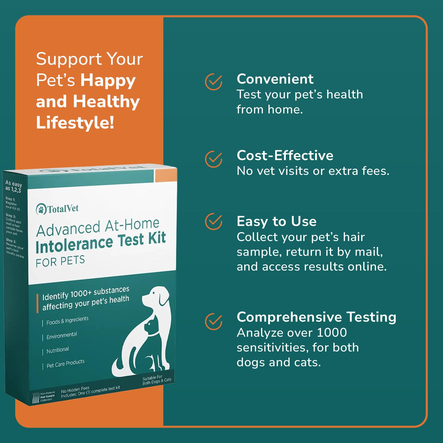 TotalVet Dog Allergy +1000 Food & Nutritional Sensitivity Test, Pet Intolerance Kit at Home — Advanced Complement to DNA Tests for Complete Pet Wellness TotalVet Au supplements
