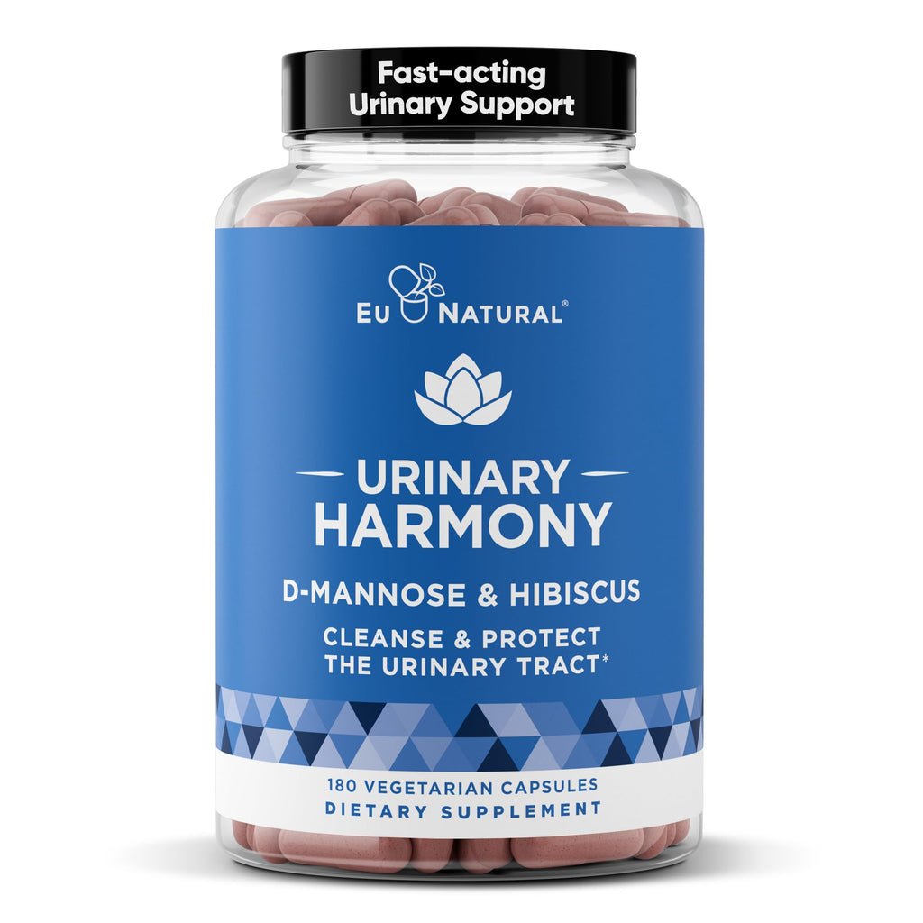 Eu Natural Urinary Harmony D-Mannose Supplement - Urinary Tract Health for Women - Fast-Acting Urinary Cleanse & Flush with Clinical-Strength D-Mannose & Hibiscus - 180 Capsules Eu Natural Au supplements