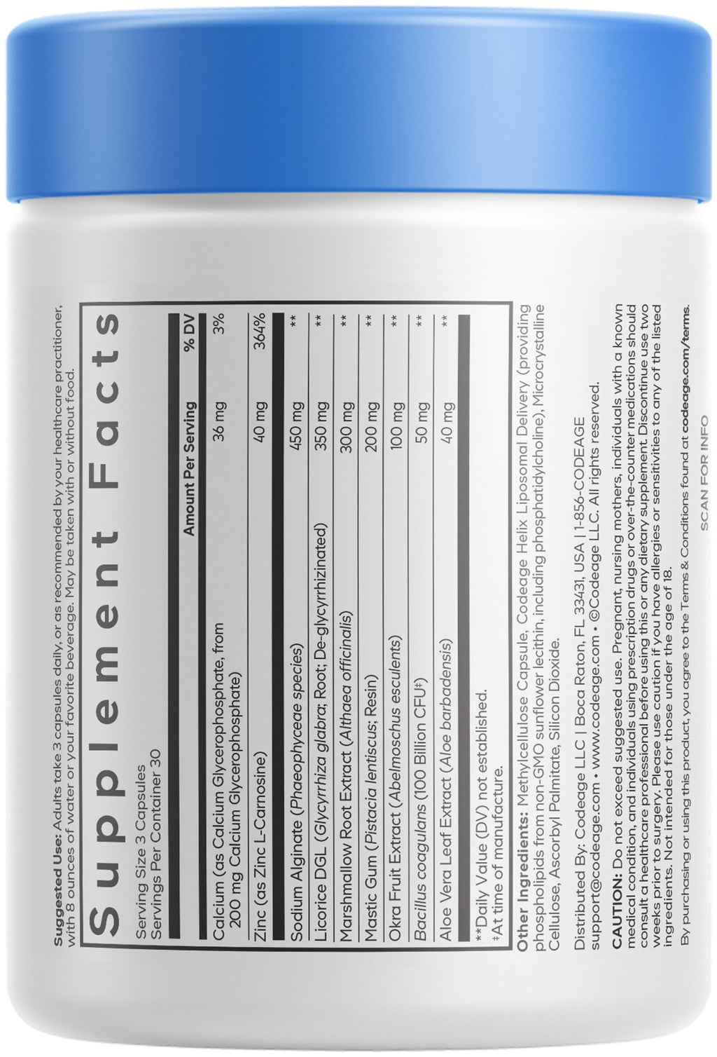 Codeage Acid Defense+ Supplement - Marshmallow Root, DGL Licorice, Aloe Vera, Probiotics, Alginic Acid, Zinc-L-Carnosine, Mastic Gum, Okra Fruit - Digestion Support - Non-GMO - 90 Capsules Codeage Au supplements